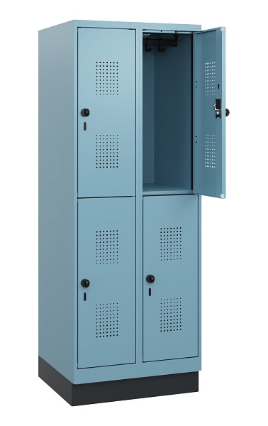 C+P Doppelstöckiger Spind Evolo PLUS, Sockel, 4 Fächer, 1630x600x500mm, 0010/001, Drehriegel, 0493205-20 S10025