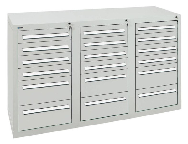 stumpf Schubladenschrank Serie T-100/35-3, RAL 7035/7035, 18 Schubladen (12x100, 6x200mm), 8153507
