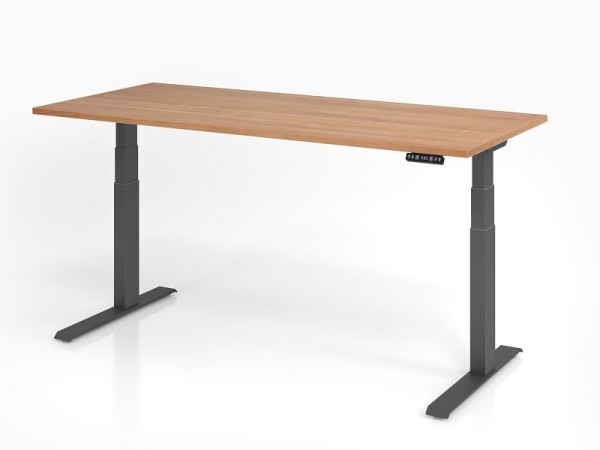 Hammerbacher Schreibtisch XDKB19, 180 x 80 cm, Platte: Nussbaum, 25 mm dick, ABS-Dickkante, Rechteckform, Graphit, VXDKB19/N/G