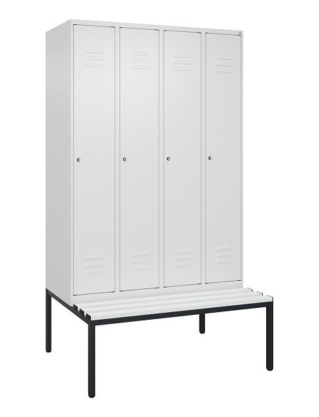 C+P Umkleidespind Classic PLUS mit Mitteltrennwand, 4 Abteile, 2120x1200x815mm, 9016/9016, Zylinderschlösser, 0800507-40F S10029