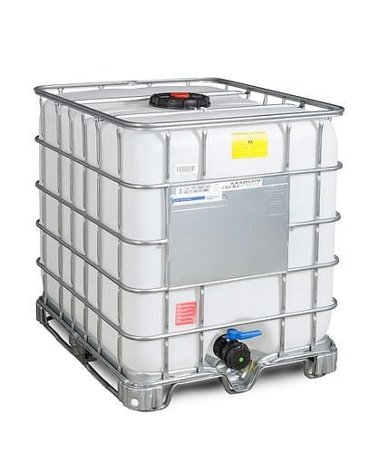 DENIOS IBC Gefahrgut-Container, EX, Stahlkufen, 1000 Liter, NW225, Auslauf NW80, 266-175