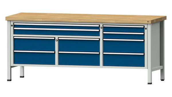 ANKE Werkbänke Kastenwerkbank, Modell 285 V, 2000 x 700 x 850 mm, RAL 7035/5010, BMP 50 mm, 304.582