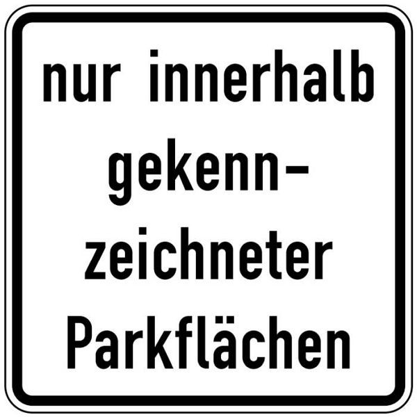 Stein HGS nur innerhalb gekennzeichneter Parkflächen Nr. 1053-52, 600x600mm /RA2/Flachform 3mm, 1053-52-223