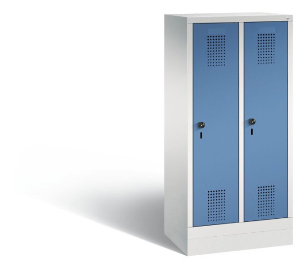 C+P Kindergarten-Spind Evolo, 2 Abteile, H1300xB610xT300 mm, Grau/Fernblau, 480203-20 S10077