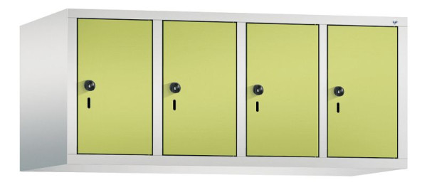 C+P Aufsatz-Garderobenschrank Evolo, 4 Abteile, H500xB1190xT500 mm, Lichtgrau/Viridingrün, 48090-40 S10063