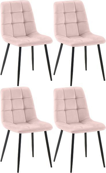 CLP 4er Set Esszimmerstuhl Tilde Samt, pink, 318352