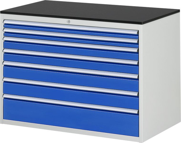 RAU Schubladenschrank Serie 7000, B1145xT650xH820mm, Schubladen: 2xH60, 2xH90, 2xH120, 1xH180mm, Arbeitsplatte melaminharzbeschichtet, 03-XXL5.0A-M.11