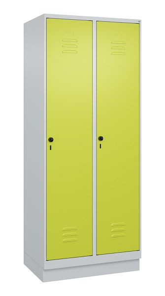 C+P Umkleidespind Classic PLUS mit Mitteltrennwand, Sockel, 2 Abteile, 1950x800x500mm, 7035/0024, Drehriegel, 080020-22F S10010