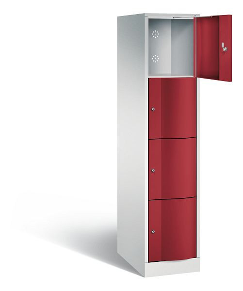 C+P XL-Schließfachschrank Resisto, H1950xB396xT640mm, Farbe: Lichtgrau / Rubinrot, 8470-173 S10019