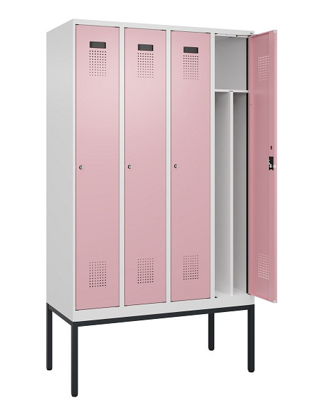 C+P Spind Evolo PLUS, Gestell, 4 Abteile, 2120x1200x500mm, 9016/3015, Verschluss Zylinderschloss, 0490307-40F S10045