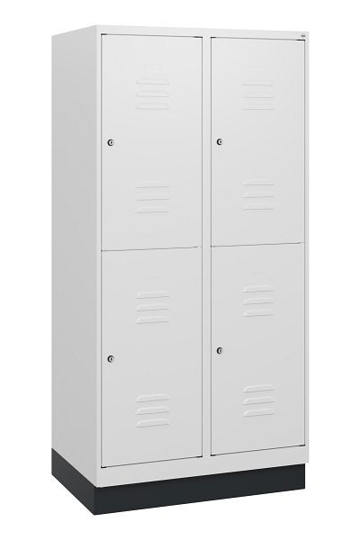 C+P Doppelstöckiger Spind Classic PLUS, Sockel, 2 Abteile, 1630x800x500mm, 9016/9016, Zylinderschlösser, 0803205-22 S10044