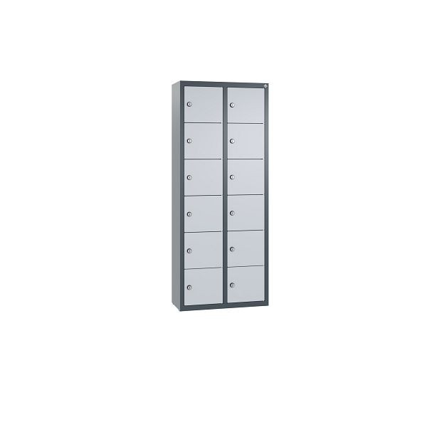C+P Kleingefachschrank, 12 Fächer, H1130xB460xT200 mm, Anthrazit/Weißalu, 80700-223 S10033