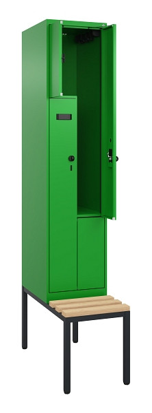 C+P Z-Spind Evolo PLUS, Bank, 2 Fächer, 2120x400x815mm, 6037/6037, Drehriegel, Sitzfläche Buche-Hartholz, Sitzbank, 0490537-122 S10029