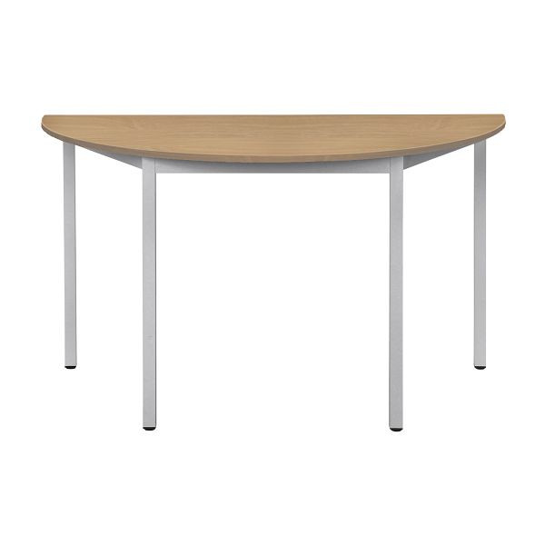 Bisley Mehrzwecktisch, Halbrund, Breite 1400 mm, Tiefe 700 mm, 19mm Tischstärke, 300 aluminium x BC buche, MTH1407BC300