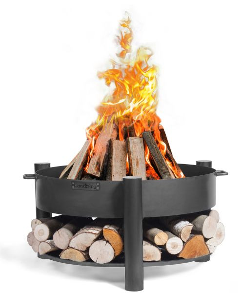 CookKing Stahl Feuerschale Montana Ø 60, inkl. Holzlager, Schwarz, 68x45cm, CK106008