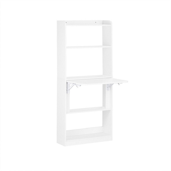 SoBuy Schreibtisch mit 3 Regalen Weiß 60x58x145 cm, Funktional, FWT92-H-W