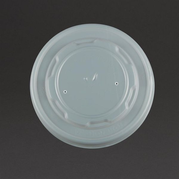 Vegware kompostierbare flache Deckel für Suppen- und Universalbecher 35cl/45,4cl, VE: 500 Stück, GF048