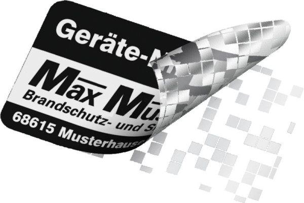 Moedel Inventaretiketten schwarz/silber, Sicherheitsfolie, 50x25 mm, VE: 100 Stück/Rolle, 60419