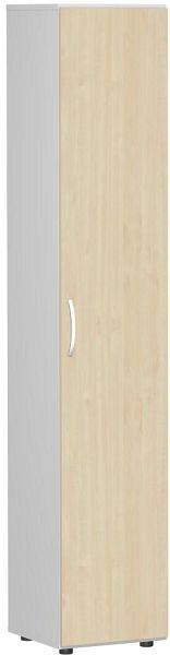 geramöbel Flügeltürenschrank mit Standfüßen, Griff links oder rechts, inkl. Türdämpfer, nicht abschließbar, 400x420x2160, Ahorn/Lichtgrau, S-346100-AL
