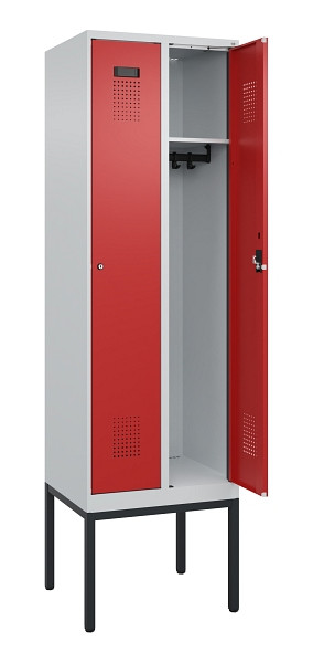C+P Spind Evolo PLUS, Gestell, 2 Abteile, 2120x600x500mm, 7035/3000, Verschluss Zylinderschloss, Ablageböden 2, 0490307-20 S10030