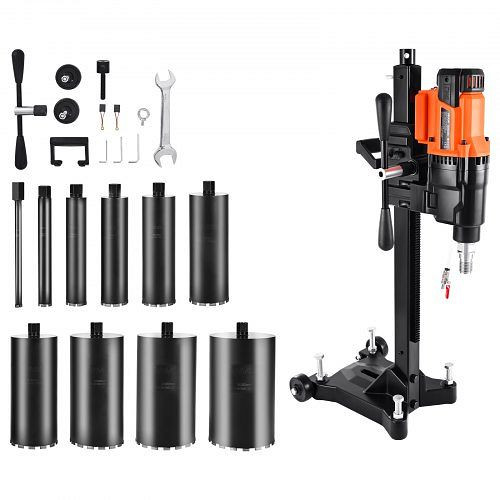 VEVOR Diamantkernbohrmaschine, 26 cm max. Bohrdurchmesser, mit 10 Bohrern & Bohrständer, einstellbare Drehzahl, 2500 W, LSJGSZKJ10YC1YW6Y001V2