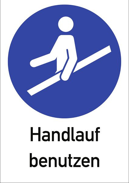 Moedel Handlauf benutzen ISO 7010, Kombischild, Kunststoff, 210x297 mm, 98867