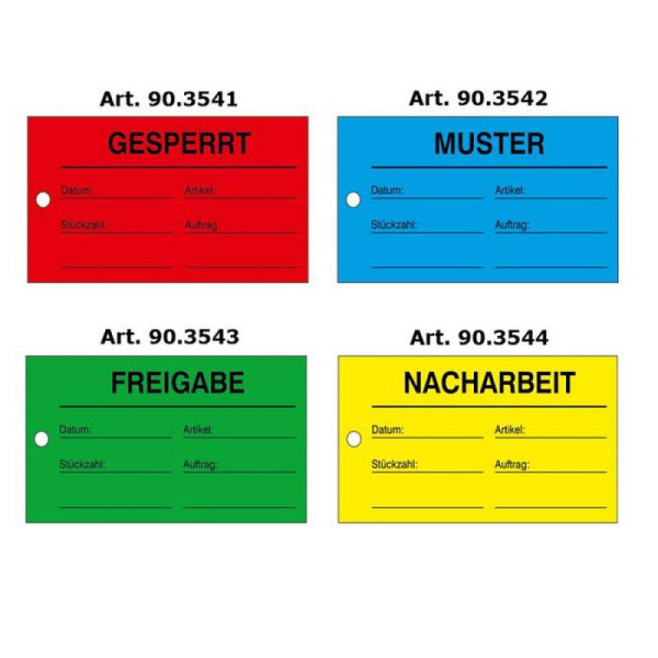 Stein HGS Qualitätstiketten mit Lochung, Gesperrt / rot, VE: 25 Stück, 90.3541