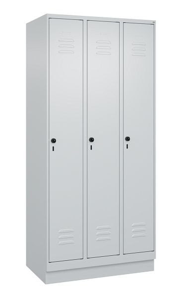 C+P Umkleidespind Classic PLUS, Sockel, 3 Abteile, 1950x900x500mm, 7035/7035, Drehriegel, 080020-30 S10009