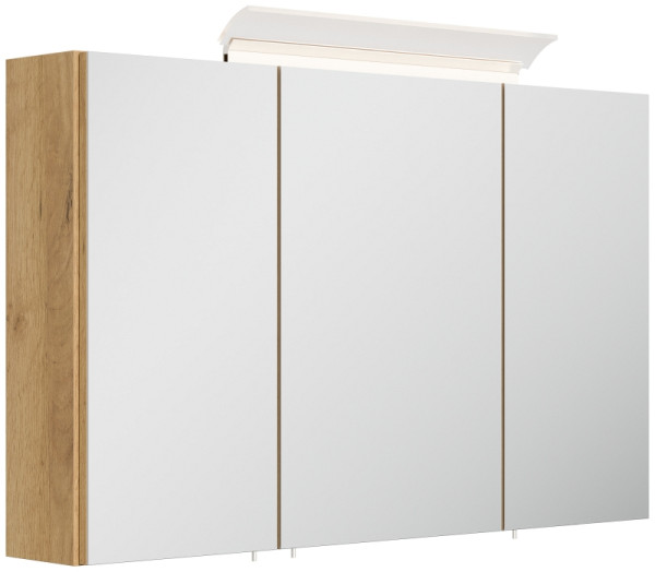Posseik Spiegelschrank 120cm inkl. Design LED-Lampe und Glasböden eiche gold, PSPS120CM1000010DE