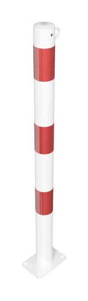 Schake Absperrpfosten Stahlrohr Ø 60 x 2,5 mm ortsfest für Dübel Befestigung, feuerverzinkt und weiß beschichtet, 1 Öse, 460PB/1