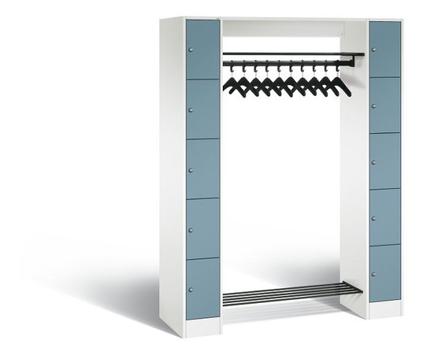 C+P Garderobe Serie 8070, H1950xB1430xT480 mm, Weiß/Horizontblau, 80710-00 S10417
