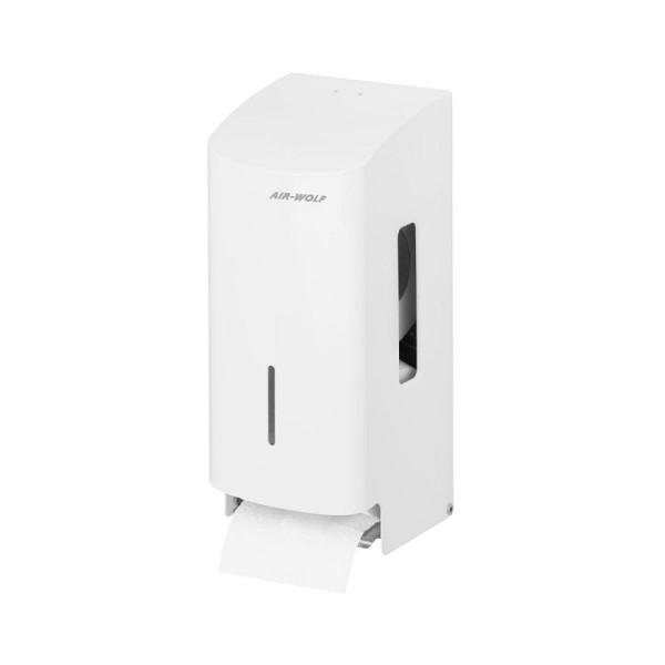 Air Wolf WC-Papierspender, mattweiß RAL 9003, frei befüllbar mit 2 Haushaltsrollen, 60-385