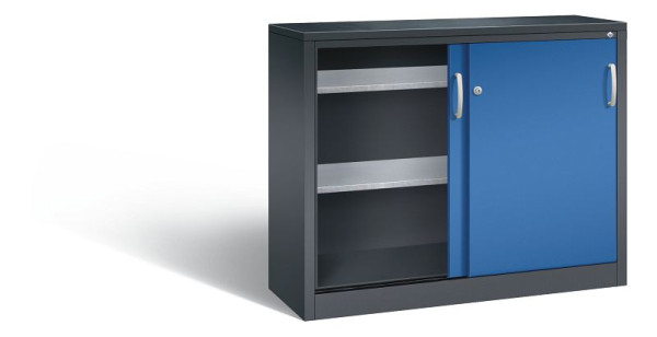 C+P Schiebetürenschrank Acurado, H1000xB1200xT400mm, Farbe: Schwarzgrau / Enzianblau, Bügelgriff, 2046-09 S10083
