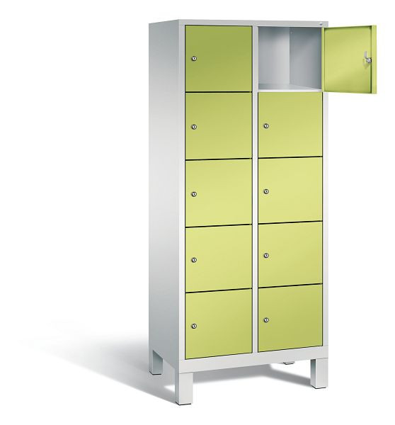 C+P Schließfachschrank Evolo, H1850xB810xT500mm, Farbe: Lichtgrau / Viridingrün, 48010-225 S10071