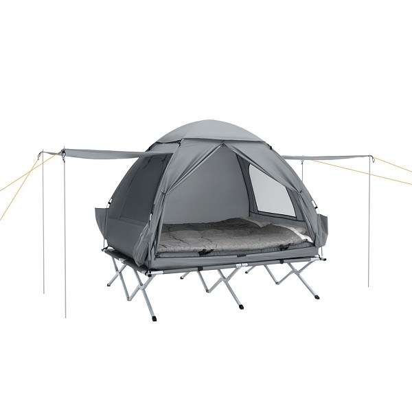 SoBuy Campingzelt mit einer Tür Hellgrau 193x145x185cm, Funktional mit Zeltdach, OGS32-L-HG