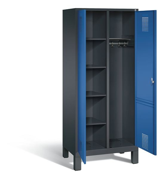 C+P Putzmittel-Spind Evolo, H1850xB810xT500mm, Farbe: Schwarzgrau / Enzianblau, 48060-22 S10071