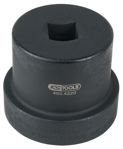 KS Tools 1" Achsmuttern-Schlüssel mit Führungsbund, 12-kant, 80 mm, 460.4220