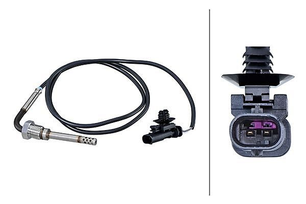 HELLA Sensor, Abgastemperatur, 2-polig, geschraubt, Kabel: 880mm, 6PT 010 376-531