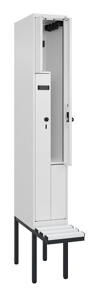 C+P Z-Spind Evolo PLUS, Bank, 2 Fächer, 2120x300x815mm, 9016/9016, Drehriegel, Material Sitzfläche Kunststoff, 0490437-102 S10074