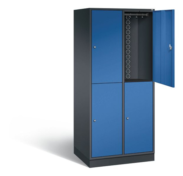 C+P Spind doppelstöckig XL Intro, H1950xB820xT590mm, Farbe: Schwarzgrau / Enzianblau, 8270-203 S10029