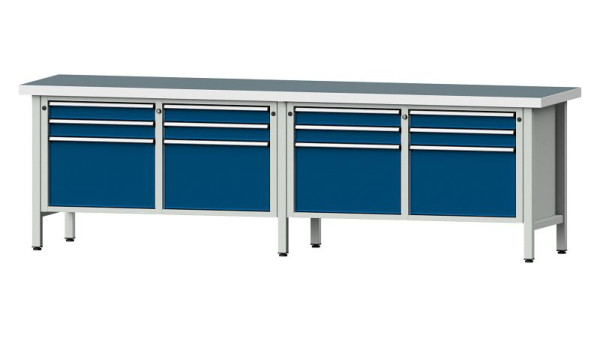 ANKE Werkbänke Kastenwerkbank, Modell 233 V, 2800 x 700 x 850 mm, RAL 7035/5010, UBP 50 mm, 305.058