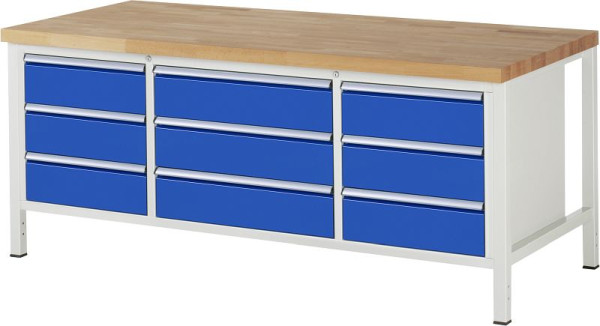 RAU Werkbank Serie 8000 - Modell 8754, B2000 x T900 x H840 mm, Systemunterbau B1990 x T850 x H800 mm, 03-8754A2-209B4S.11