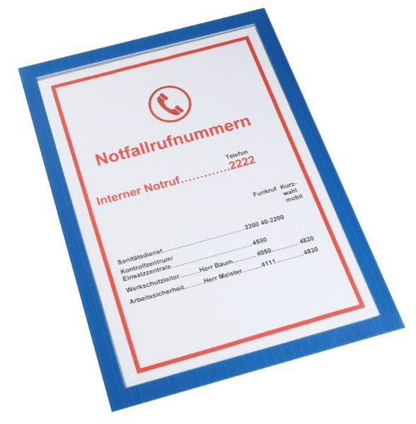 Eichner Magnetische Infotasche DIN A4 Premium, Farbe: Blau, Fülltiefe 3 mm, VE: 5 Stück, 9015-00593-010