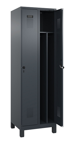 C+P Spind Evolo PLUS, mit Füßen, 2 Abteile, 1950x600x500mm, 7016/7016, Verschluss Drehriegel, 049010-20F S10016