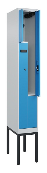 C+P Z-Spind Evolo PLUS, Gestell, 2 Fächer, 2120x300x500mm, 7035/5012, Zylinderschloss, 0490337-102 S10039