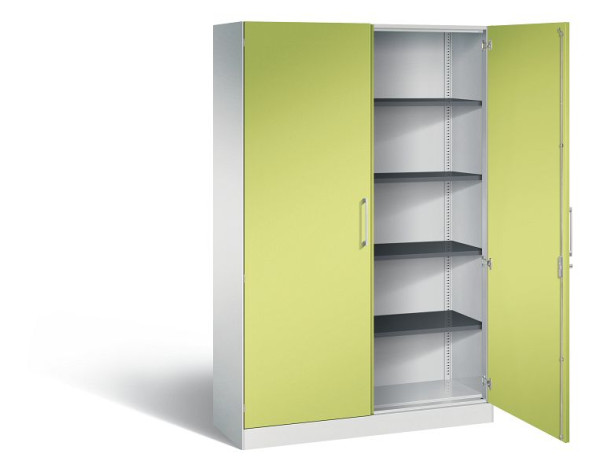 C+P Flügeltürenschrank Asisto, H1980xB1200xT435mm, Farbe: Lichtgrau / Viridingrün, Bügelgriff, 5 OH, 141001-000 S10180