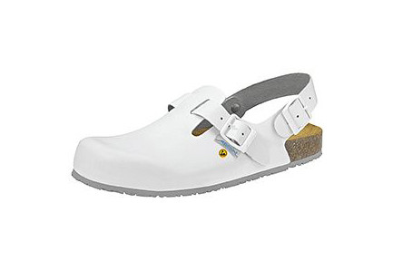 ABEBA ESD-Berufsschuhe Nature Clog weiß ESD, OB, Ristbereich verstellbar, Fersenriemen feststehend, verstellbar, Glattleder, 4040-42