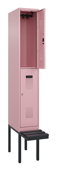 C+P Doppelstock-Spind Evolo PLUS, Bank, 2 Fächer, 2120x300x815mm, 3015/3015, Zylinderschloss, Sitzfläche Kunststoff, 0493407-10 S10138