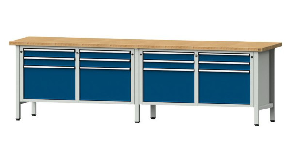 ANKE Werkbänke Kastenwerkbank, Modell 233 V, 2800 x 700 x 840 mm, RAL 7035/5010, BMP 40 mm, 305.048