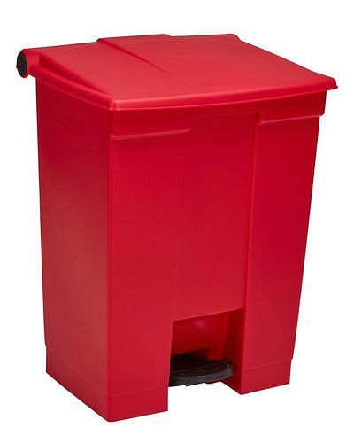 DENIOS Entsorgungsbehälter aus PE, mit selbstschließendem Deckel, 45 Liter Volumen, rot, 274569